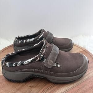 Merrell Shoes Womens Size 7 Brown Encore Scoop Suede Clog Mule Slip On J66238